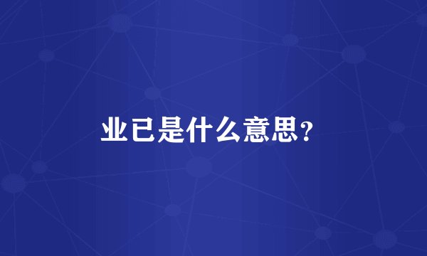 业已是什么意思？