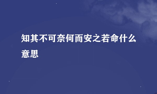 知其不可奈何而安之若命什么意思