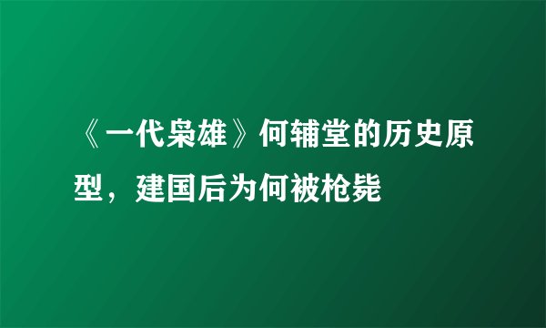 《一代枭雄》何辅堂的历史原型，建国后为何被枪毙
