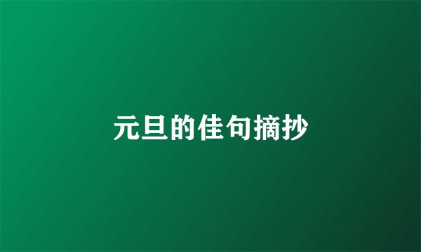 元旦的佳句摘抄