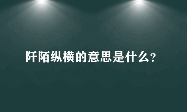 阡陌纵横的意思是什么？