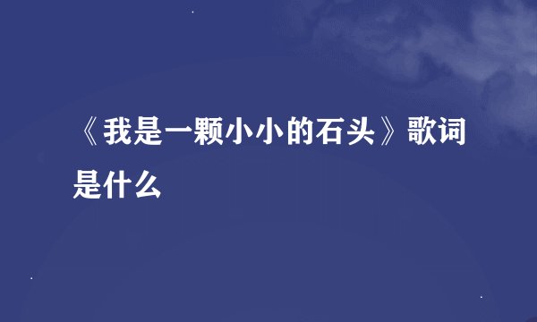 《我是一颗小小的石头》歌词是什么