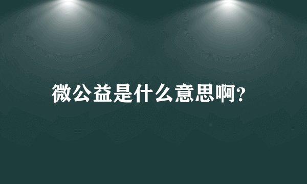 微公益是什么意思啊？