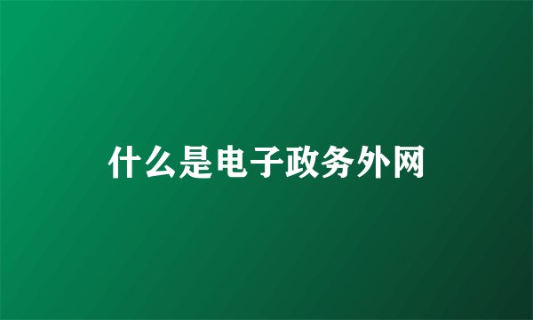 什么是电子政务外网