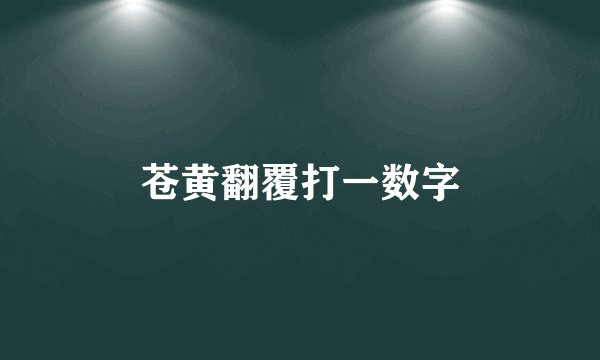 苍黄翻覆打一数字