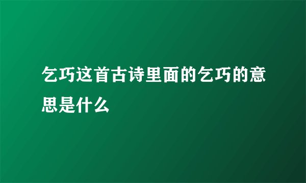 乞巧这首古诗里面的乞巧的意思是什么