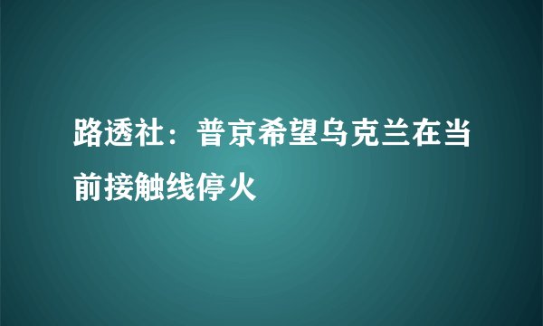 路透社：普京希望乌克兰在当前接触线停火