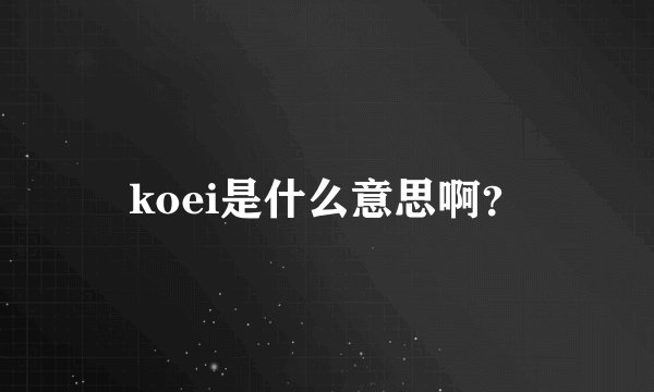 koei是什么意思啊？