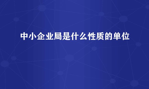 中小企业局是什么性质的单位