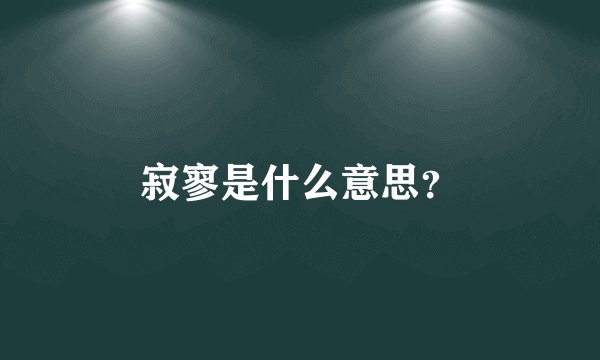 寂寥是什么意思?