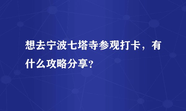 想去宁波七塔寺参观打卡，有什么攻略分享？