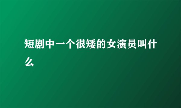 短剧中一个很矮的女演员叫什么