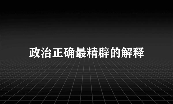 政治正确最精辟的解释