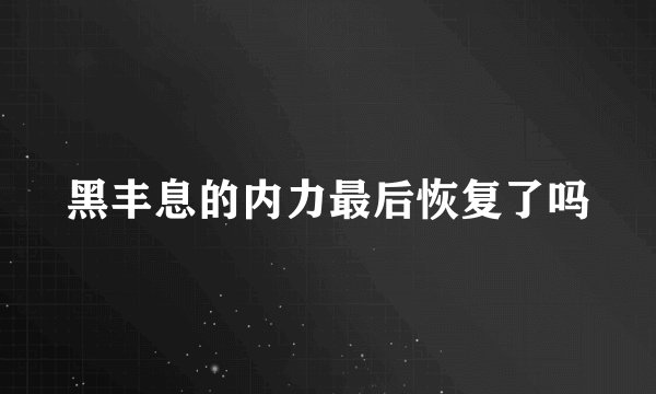 黑丰息的内力最后恢复了吗