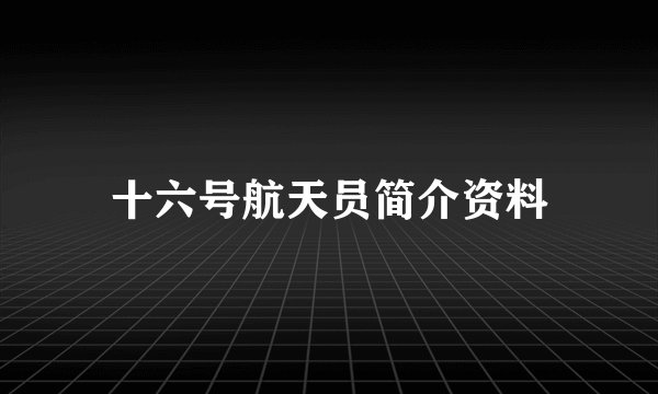 十六号航天员简介资料