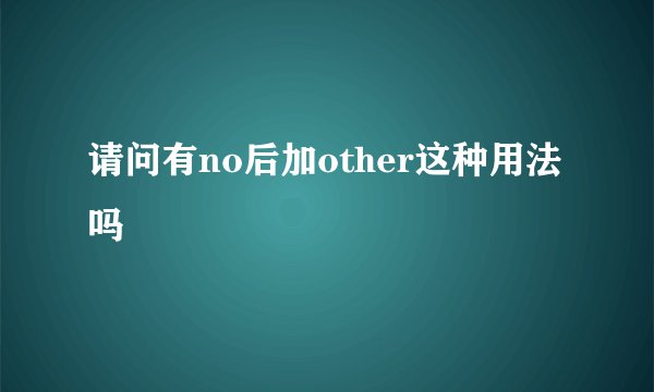 请问有no后加other这种用法吗