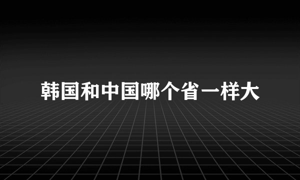 韩国和中国哪个省一样大