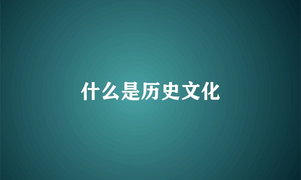 什么是历史文化