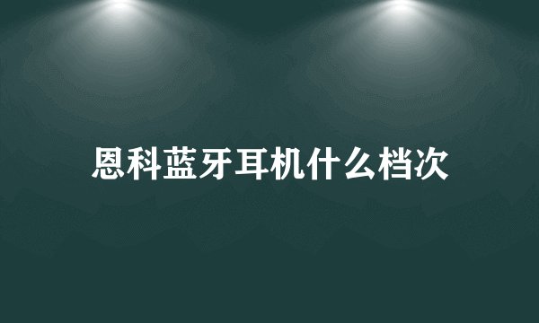 恩科蓝牙耳机什么档次