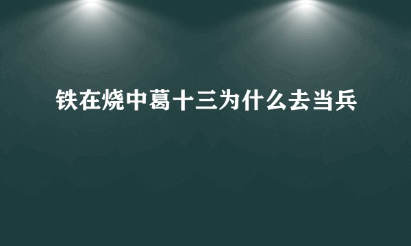铁在烧中葛十三为什么去当兵