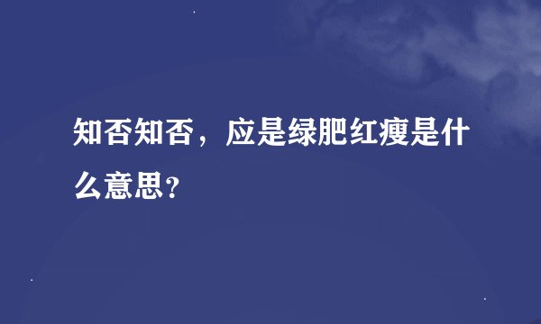 知否知否，应是绿肥红瘦是什么意思？