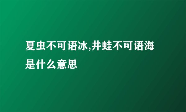 夏虫不可语冰,井蛙不可语海是什么意思