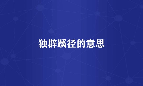 独辟蹊径的意思