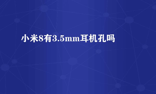 小米8有3.5mm耳机孔吗