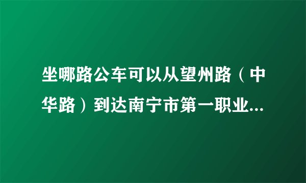 坐哪路公车可以从望州路（中华路）到达南宁市第一职业技术学院（新阳北一路） 急谢谢了，大神帮忙啊