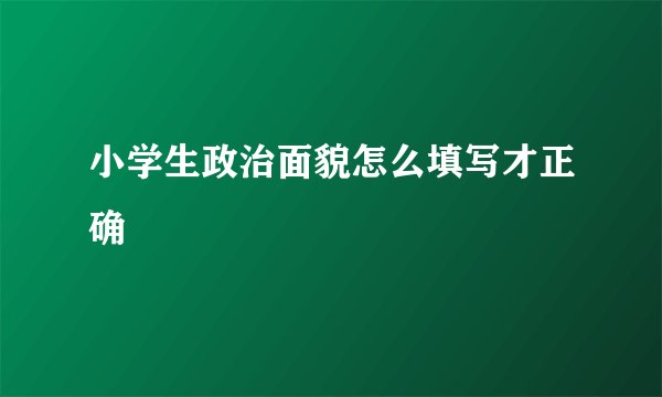 小学生政治面貌怎么填写才正确