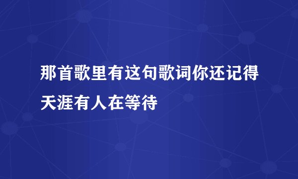 那首歌里有这句歌词你还记得天涯有人在等待