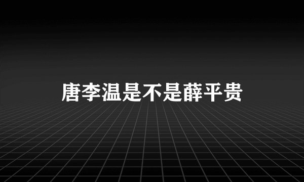 唐李温是不是薛平贵