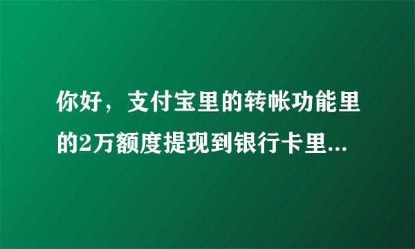 你好，支付宝里的转帐功能里的2万额度提现到银行卡里的3O00元该怎么还！
