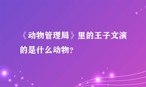 《动物管理局》里的王子文演的是什么动物？