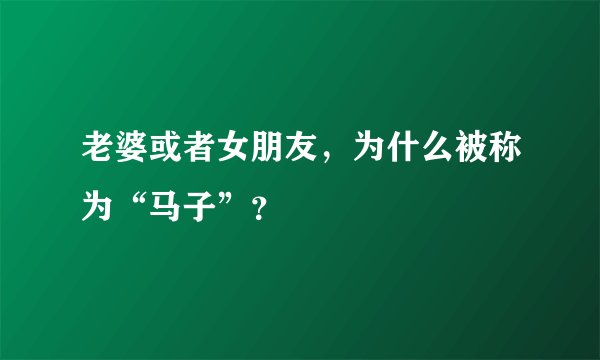 老婆或者女朋友，为什么被称为“马子”？