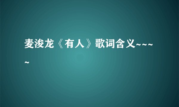 麦浚龙《有人》歌词含义~~~~