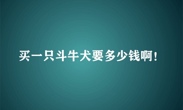 买一只斗牛犬要多少钱啊！