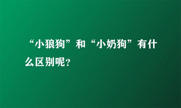 “小狼狗”和“小奶狗”有什么区别呢？