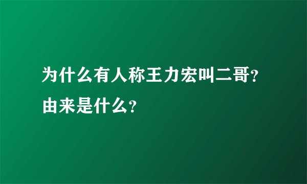 为什么有人称王力宏叫二哥？由来是什么？