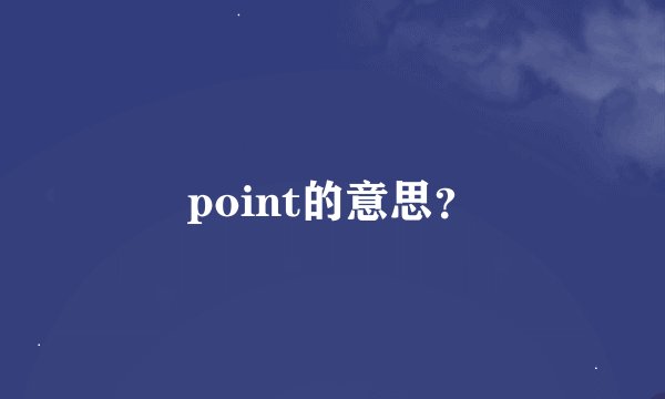 point的意思？