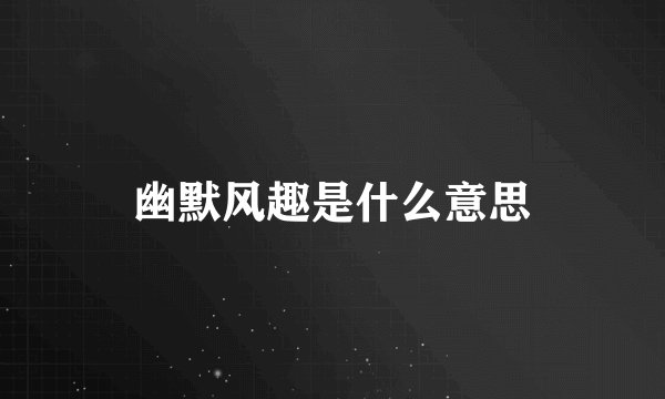 幽默风趣是什么意思