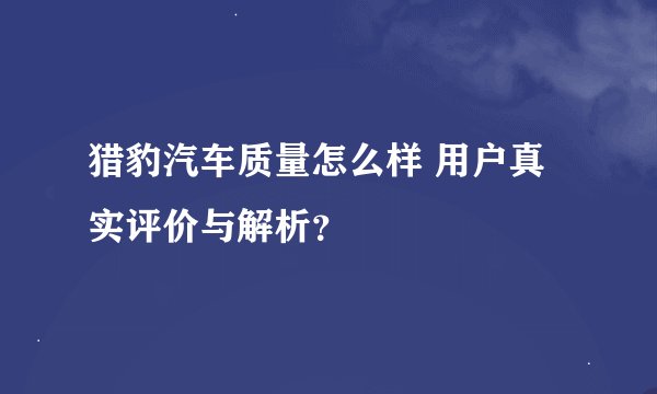 猎豹汽车质量怎么样 用户真实评价与解析?