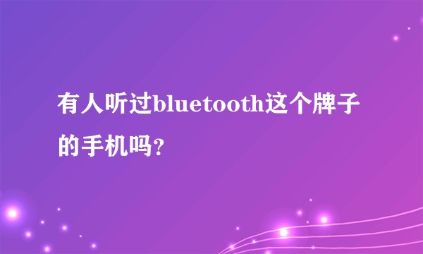 有人听过bluetooth这个牌子的手机吗？