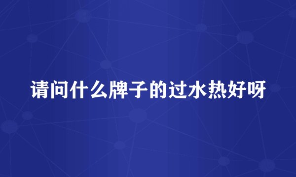 请问什么牌子的过水热好呀