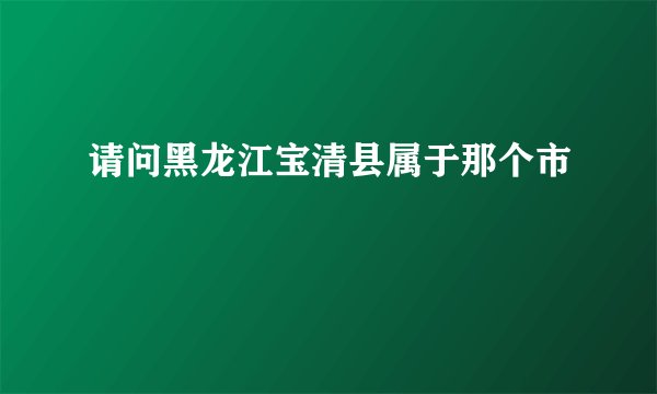 请问黑龙江宝清县属于那个市