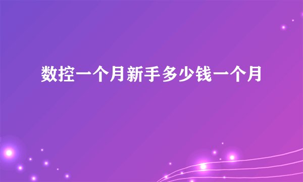 数控一个月新手多少钱一个月