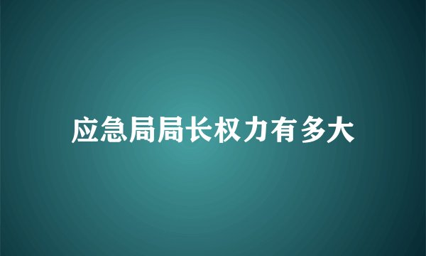 应急局局长权力有多大