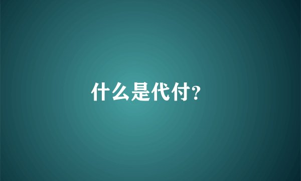 什么是代付?