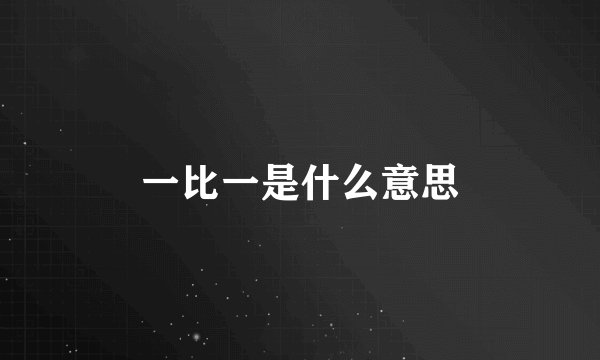 一比一是什么意思