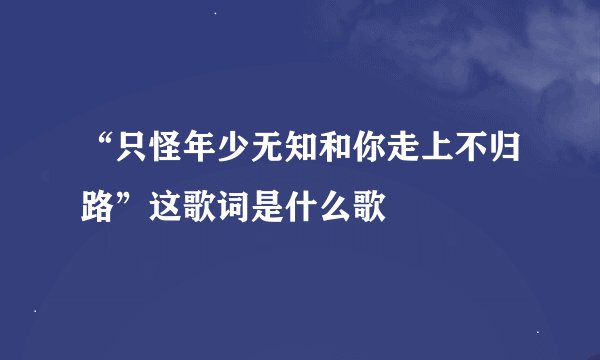 “只怪年少无知和你走上不归路”这歌词是什么歌